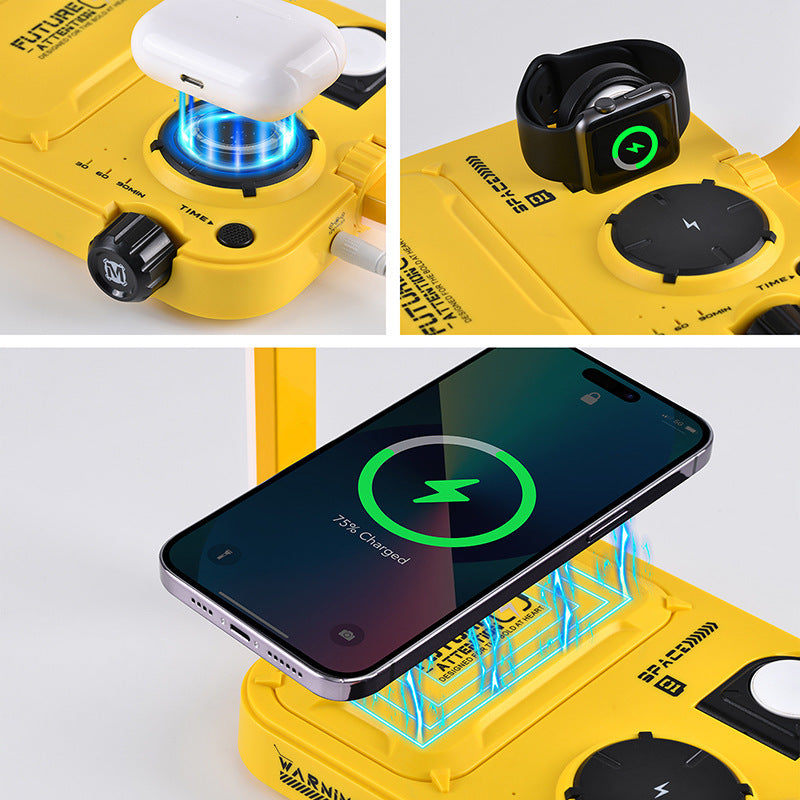 Lampe de nuit multifonction – lumière LED douce, chargeur sans fil intégré, design compact et élégant