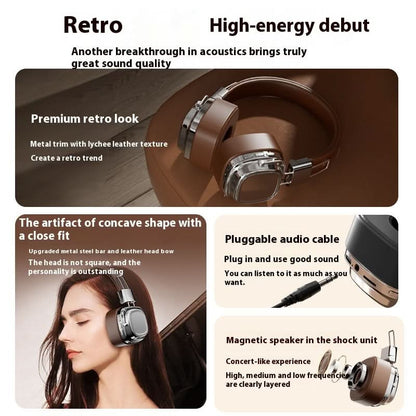 Casque Bluetooth rétro V5.3 – arceau, basses dynamiques, autonomie longue