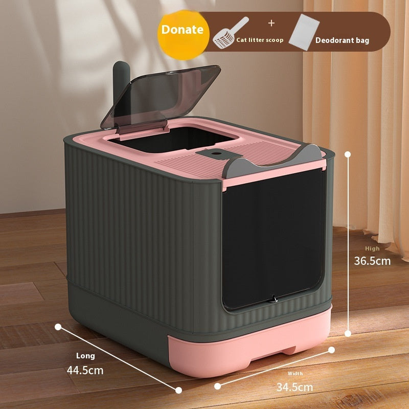 Maison de toilette pour chat – bac à litière spacieux avec tiroir coulissant