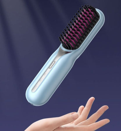 Brosse lissante sans fil – rechargeable, anti-frisottis, peigne chauffant 3 vitesses