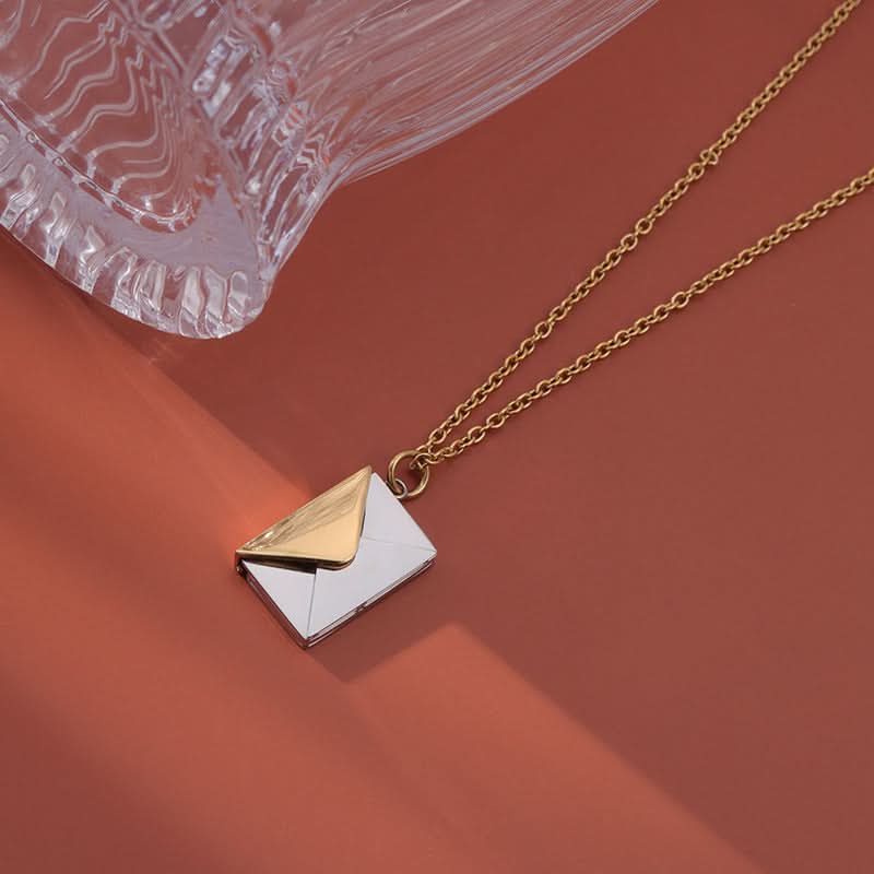 Collier enveloppe lettre d’amour – pendentif ouvrable, chaîne de clavicule minimaliste