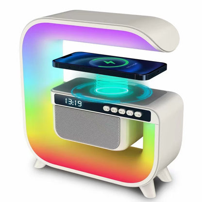 Enceinte Bluetooth avec horloge digitale et chargeur sans fil 15W
