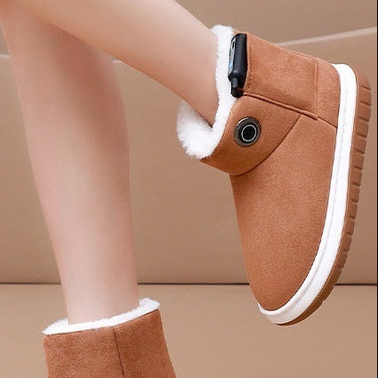 Chaussons chauffants électriques en coton – recharge USB, chaleur douce, usage maison et bureau, design hiver