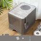 Maison de toilette pliable pour chat – bac à litière spacieux avec tiroir et double porte