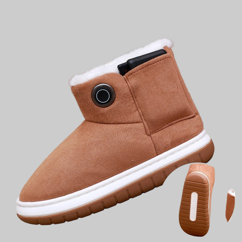 Chaussons chauffants électriques en coton – recharge USB, chaleur douce, usage maison et bureau, design hiver