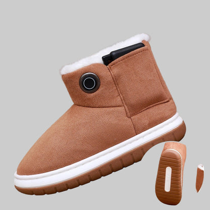 Chaussons chauffants électriques en coton – recharge USB, chaleur douce, usage maison et bureau, design hiver