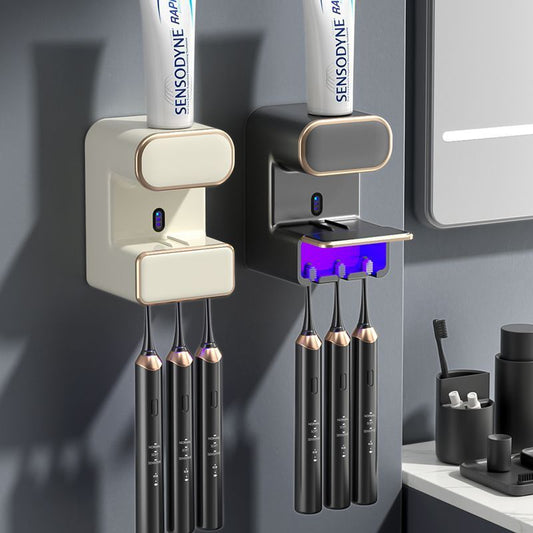 Porte-brosse à dents intelligent – désinfection UV, distributeur automatique de dentifrice, détection infrarouge
