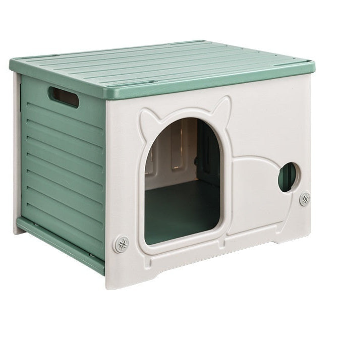 Maison pour chat intérieure – villa fermée quatre saisons, avec griffoir et jouet suspendu