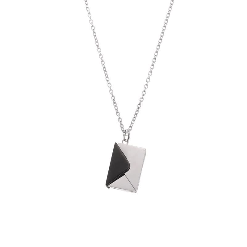 Collier enveloppe lettre d’amour – pendentif ouvrable, chaîne de clavicule minimaliste