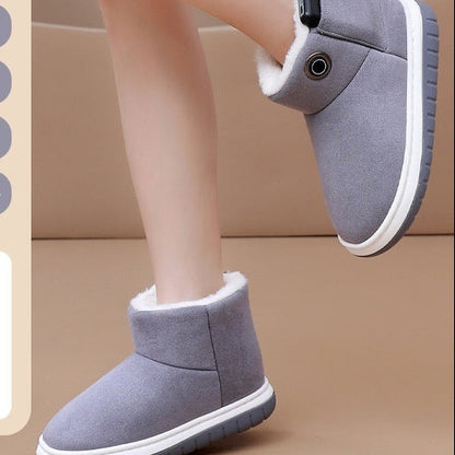 Chaussons chauffants électriques en coton – recharge USB, chaleur douce, usage maison et bureau, design hiver