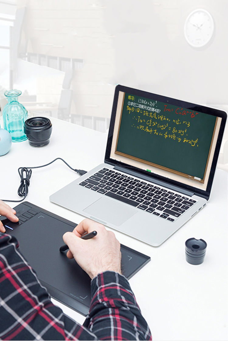 Tablette d’écriture numérique – enseignement en ligne, stylet passif, surface sensible, compatible Windows/Mac/Android