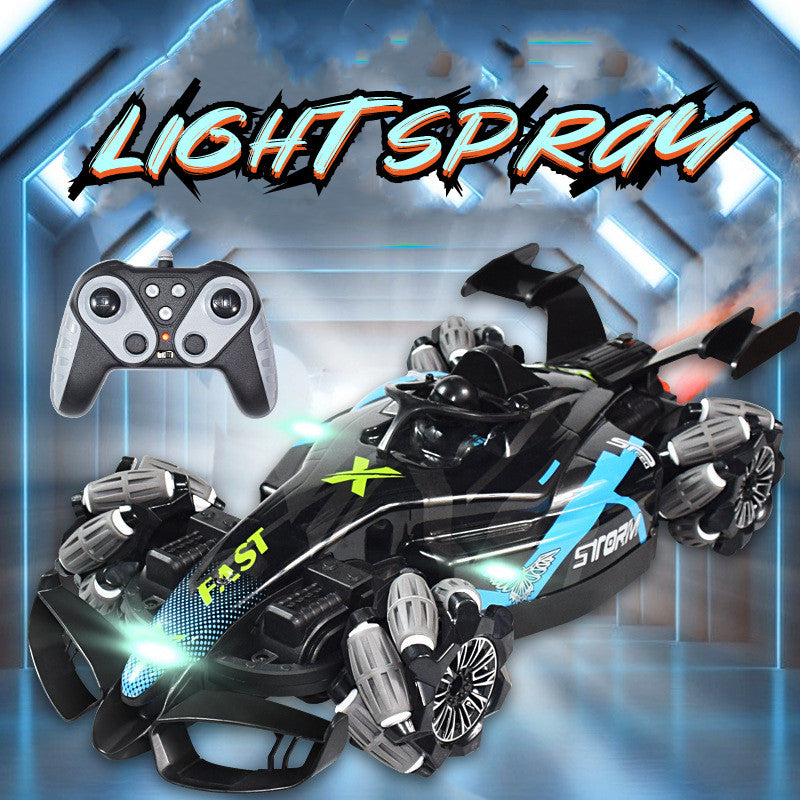 Voiture télécommandée F1 – spray arrière, drift 360°, contrôle gestuel, LED, rechargeable