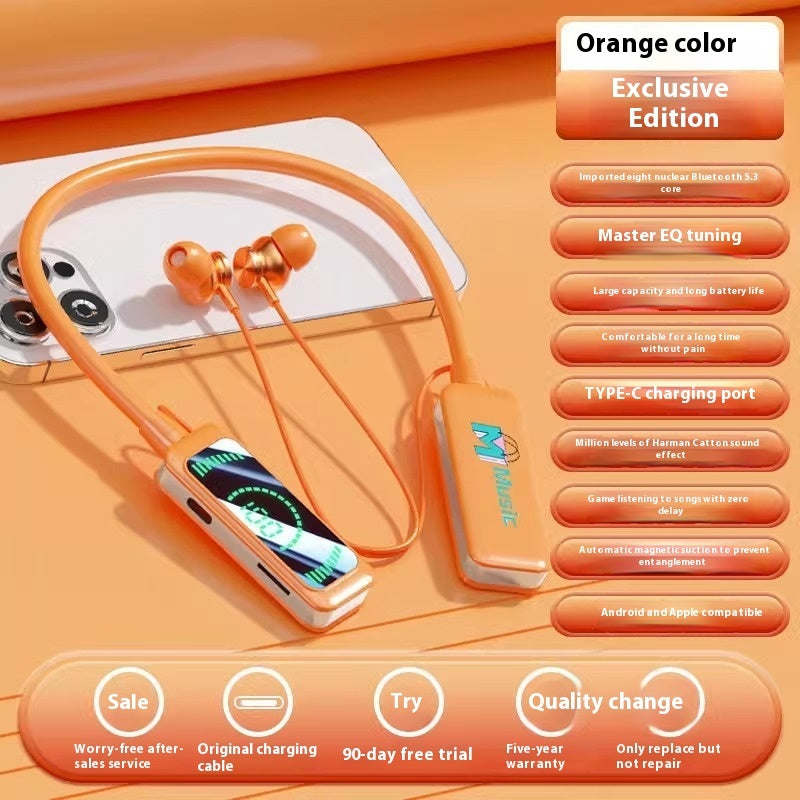 Casque Bluetooth sans fil monté sur le cou – réduction du bruit, affichage numérique ultra