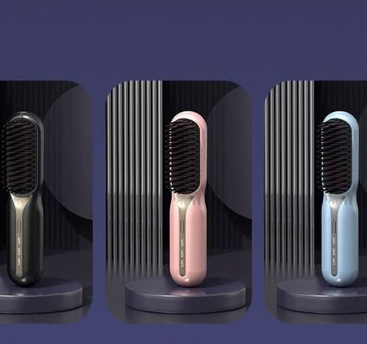 Brosse lissante sans fil – rechargeable, anti-frisottis, peigne chauffant 3 vitesses
