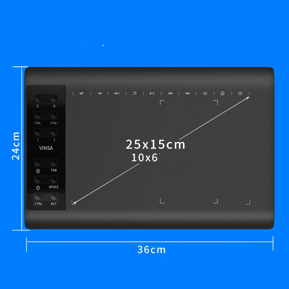Tablette graphique numérique 1060PLUS – zone active 10×6 pouces, stylet rechargeable, 8192 niveaux de pression, 8 Go intégrés