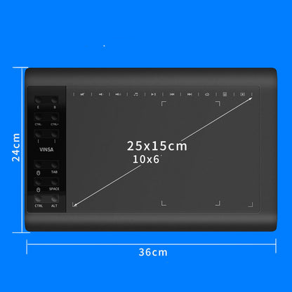 Tablette graphique numérique 1060PLUS – zone active 10×6 pouces, stylet rechargeable, 8192 niveaux de pression, 8 Go intégrés
