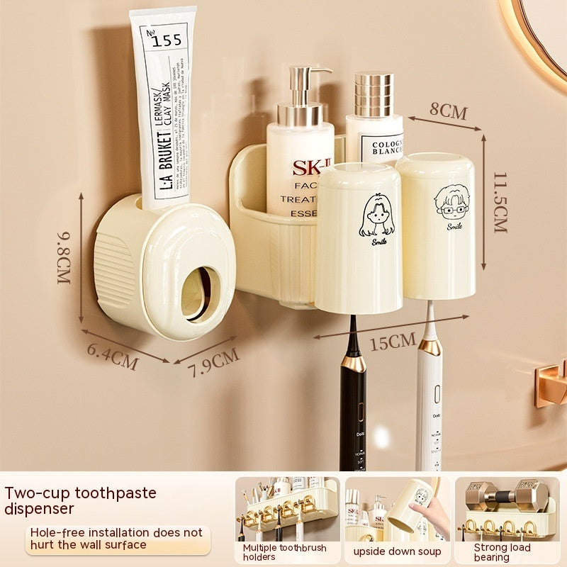 Bathroom Rack Punch-free Wall-mounted Toothbrush Cup Rack