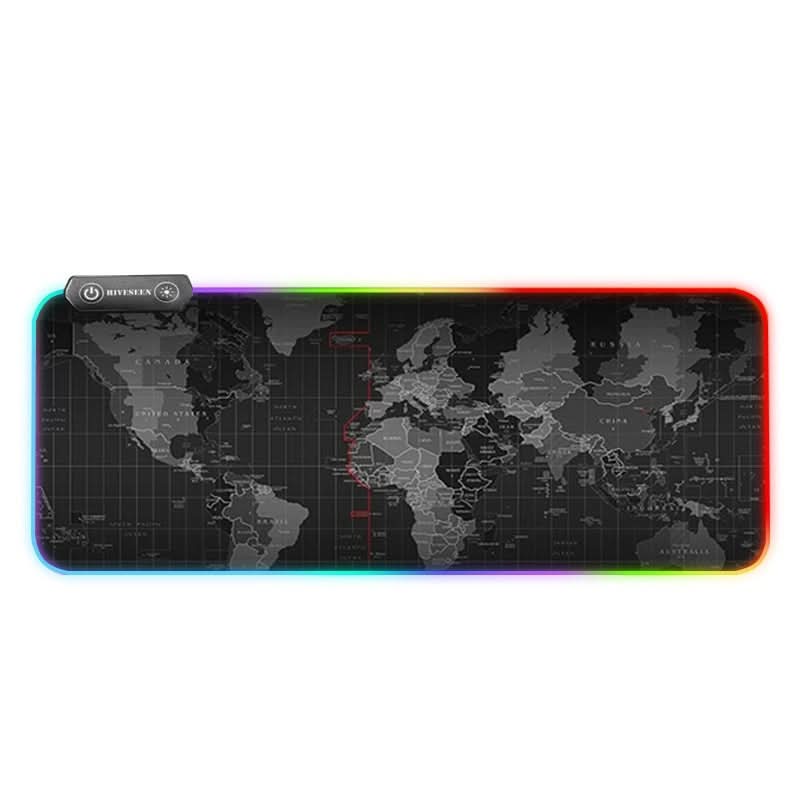 Tapis de souris lumineux XXL – épais, antidérapant, 14 modes RGB