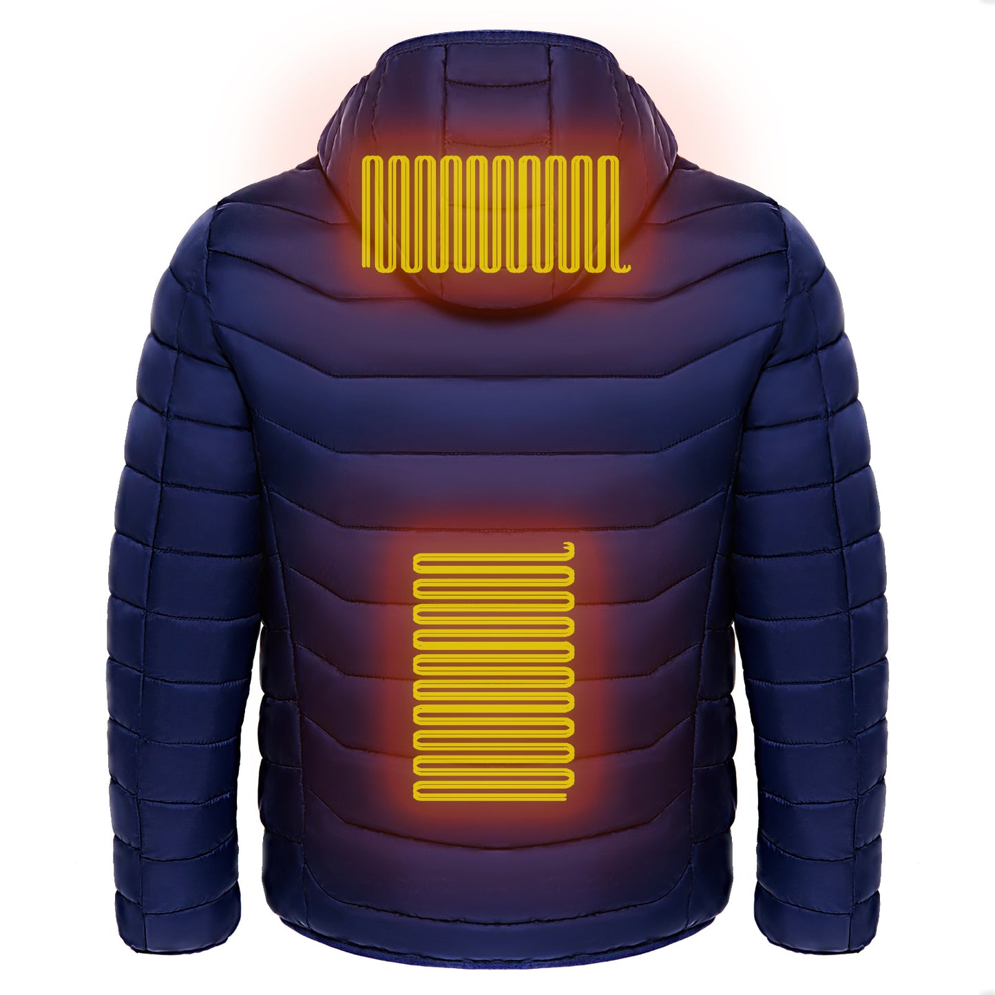 Manteau chauffant électrique homme – doudoune isolée avec capuche coupe-vent