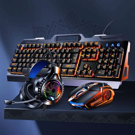 Silver Eagle V2G5 – Metallic Keyboard, Gaming Mouse &amp; Stereo Headset Bundle