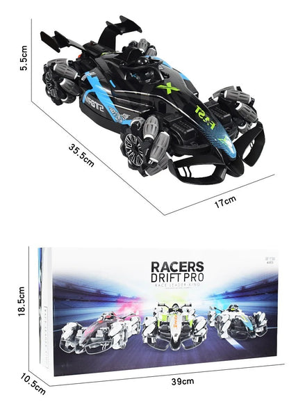 Voiture télécommandée F1 – spray arrière, drift 360°, contrôle gestuel, LED, rechargeable