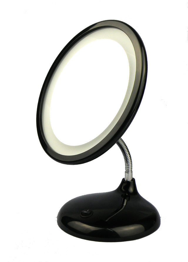 Miroir de maquillage rechargeable – miroir de bureau LED tactile, 3 lumières, rotation 360°, USB