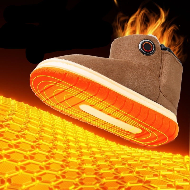 Chaussons chauffants électriques en coton – recharge USB, chaleur douce, usage maison et bureau, design hiver