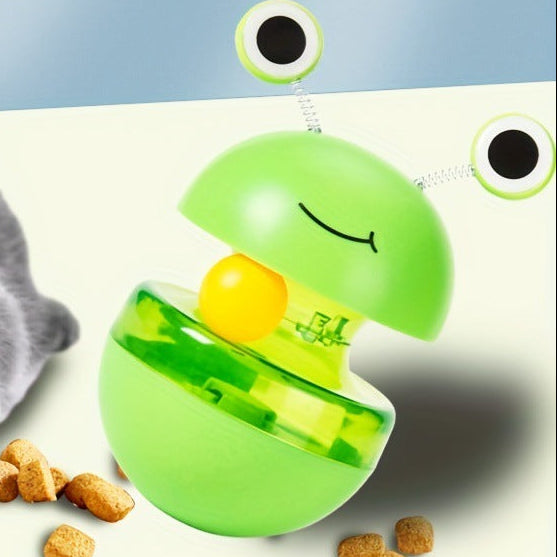 Jouet interactif pour chat – Grenouille culbuto avec balle distributrice de nourriture