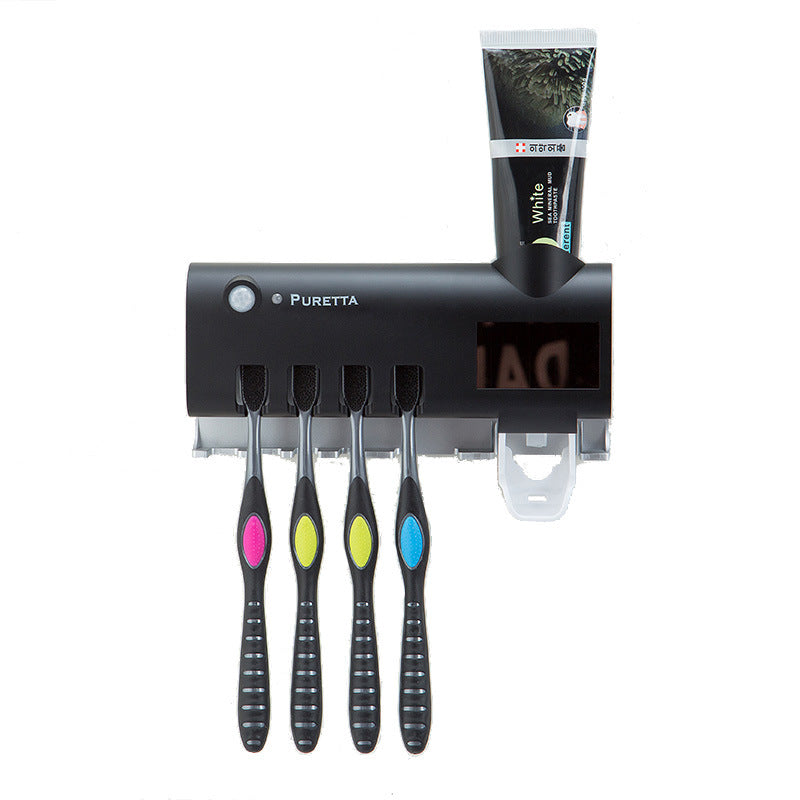 Support mural multifonction pour brosses à dents – stérilisation UV, séchage, distributeur automatique