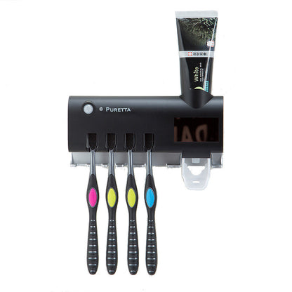 Support mural multifonction pour brosses à dents – stérilisation UV, séchage, distributeur automatique