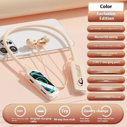 Casque Bluetooth sans fil monté sur le cou – réduction du bruit, affichage numérique ultra