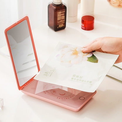 Chauffe-masque facial portable – miroir de maquillage intégré, USB ou 220V, soin hydratant