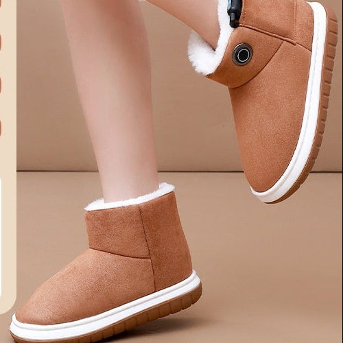 Chaussons chauffants électriques en coton – recharge USB, chaleur douce, usage maison et bureau, design hiver