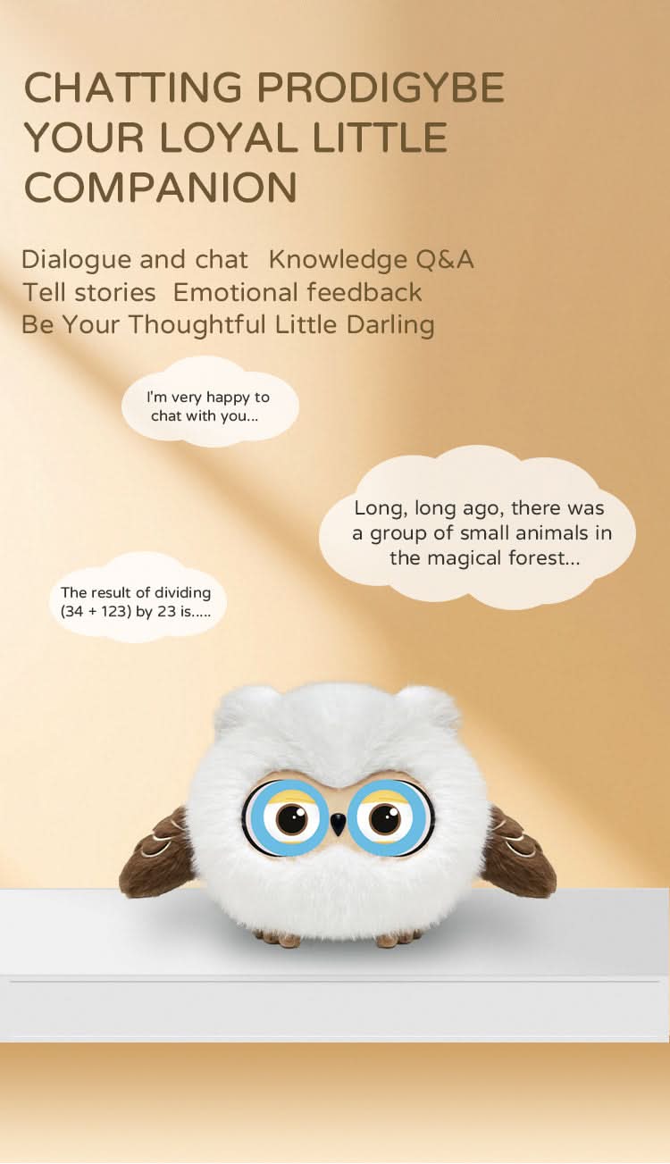 Peluche hibou interactive – compagnon éducatif pour enfants