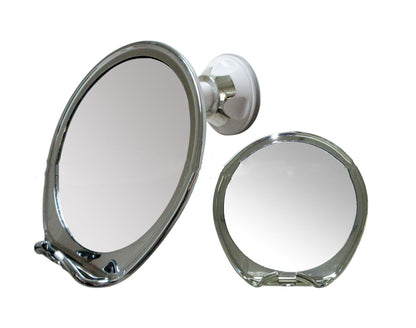 Miroir cosmétique avec ventouse – anti-buée, grossissant, avec crochet mural