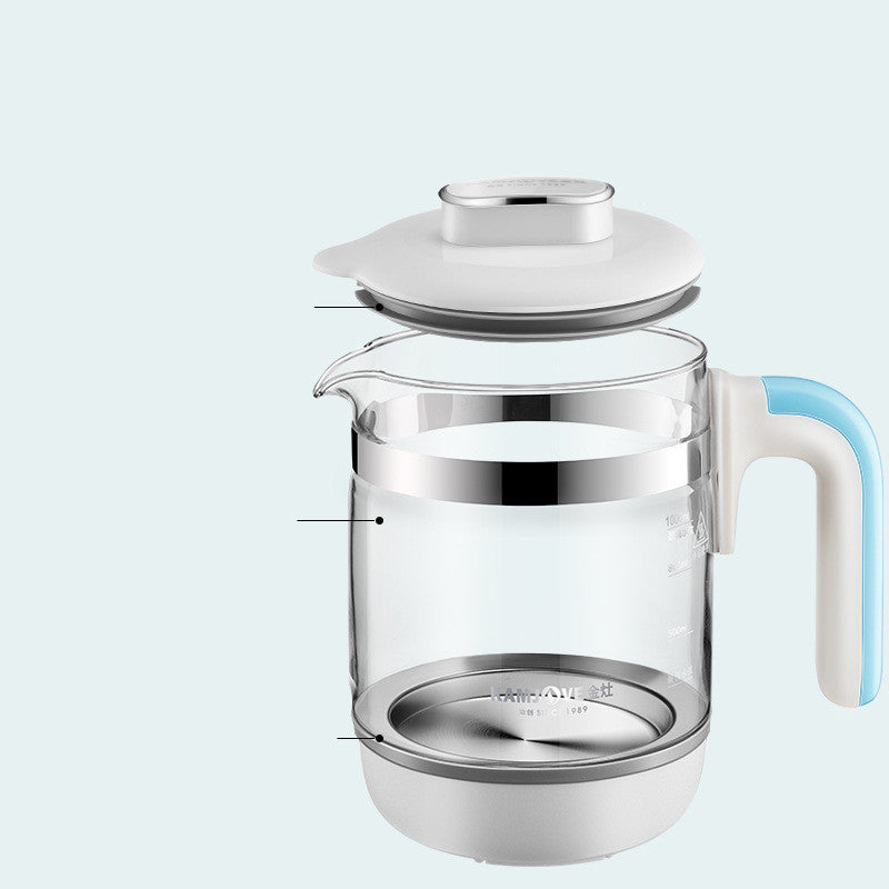 Bouilloire électrique chauffe-lait – 1L, verre bleu, isolation automatique, chauffe rapide