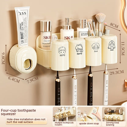 Bathroom Rack Punch-free Wall-mounted Toothbrush Cup Rack