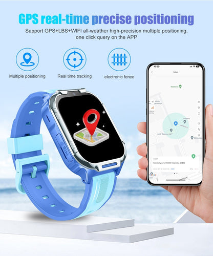 4G Kids Smart Watch With GPS Tracker, Video Call, SOS Safety Alert, WiFi Positioning, Camera, Sleep Monitor Pedometer Smartwatch For Boys And Girls