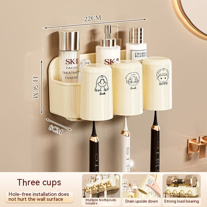 Bathroom Rack Punch-free Wall-mounted Toothbrush Cup Rack