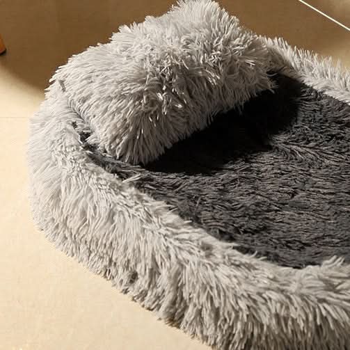 Lit ovale en laine longue – avec ou sans couverture, nid chaud hiver pour chats et chiens