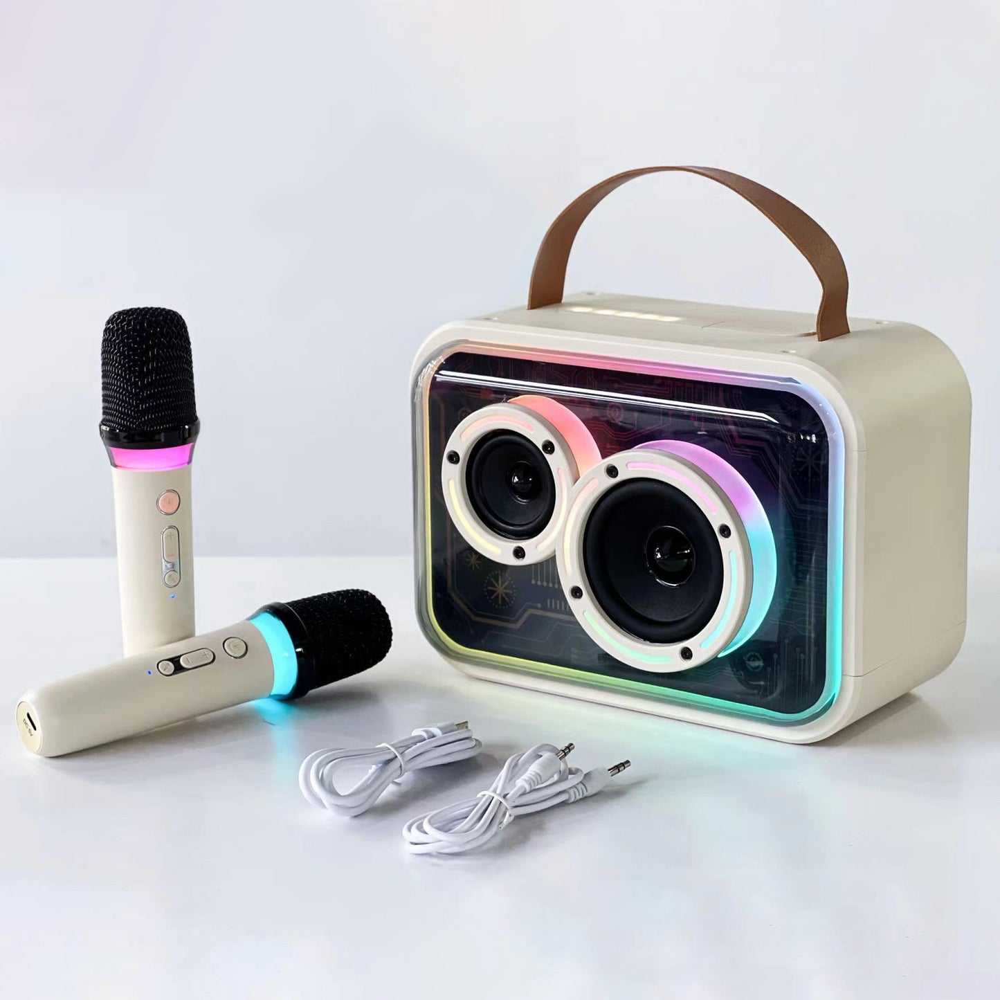 Enceinte Bluetooth RGB portable – stéréo sans fil, karaoké, lumière LED