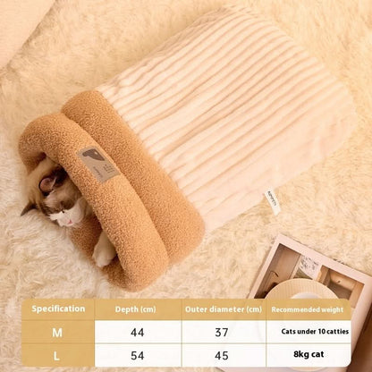 Sac de couchage pour animaux – peluche douce, semi-fermé