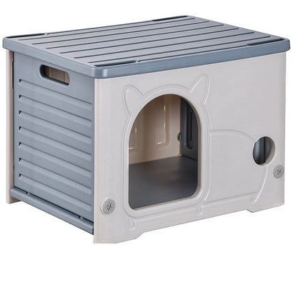 Maison pour chat intérieure – villa fermée quatre saisons, avec griffoir et jouet suspendu