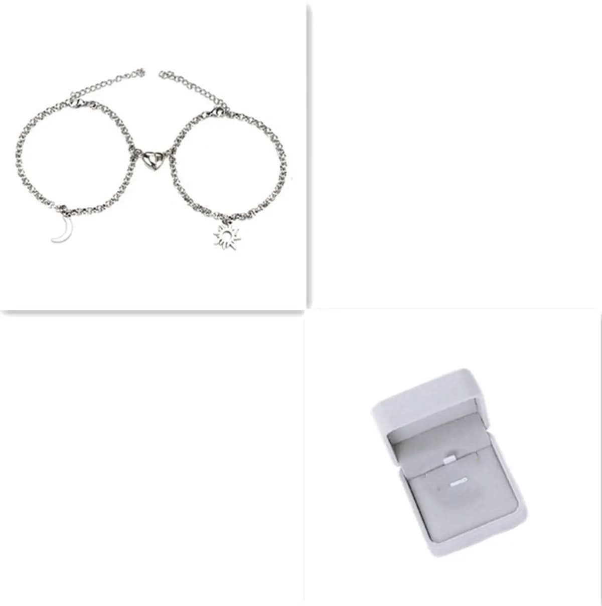 Lot de 2 bracelets magnétiques en acier inoxydable avec breloque soleil et lune Les Visionnaires