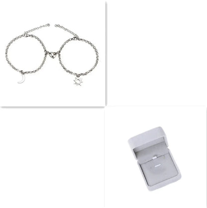 Lot de 2 bracelets magnétiques en acier inoxydable avec breloque soleil et lune Les Visionnaires