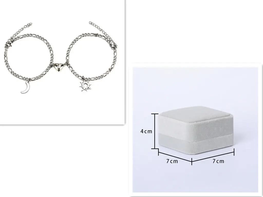 Lot de 2 bracelets magnétiques en acier inoxydable avec breloque soleil et lune Les Visionnaires