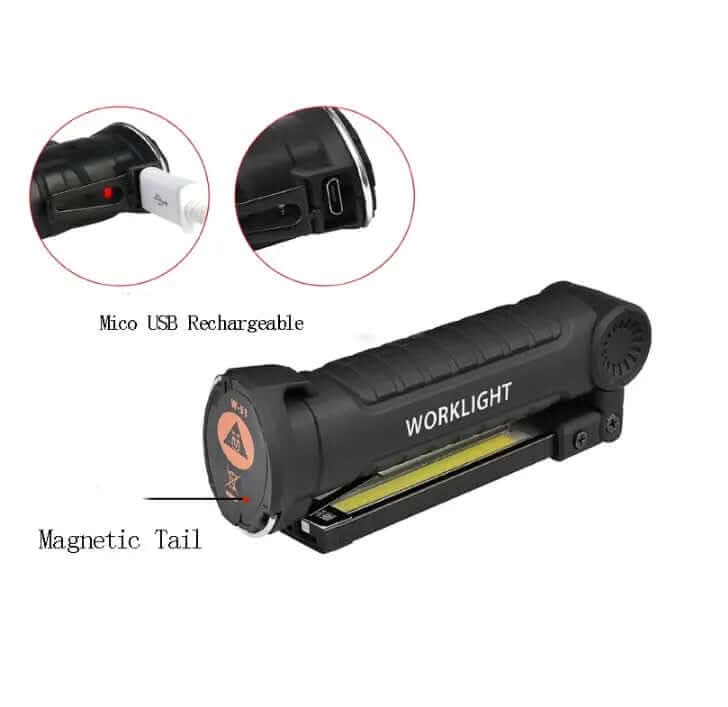 Lampe Torche Tactique LED COB Rechargeable USB Les Visionnaires