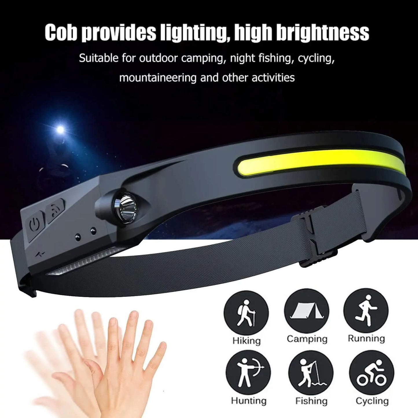 Lampe frontale COB LED à induction Les Visionnaires
