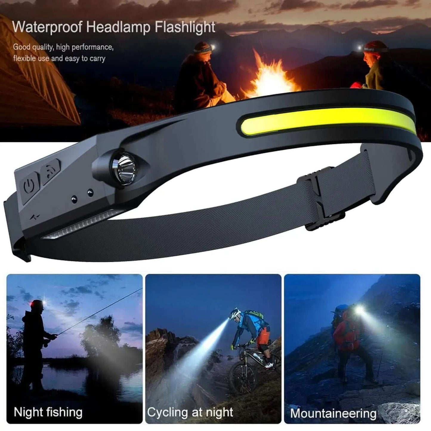 Lampe frontale COB LED à induction Les Visionnaires