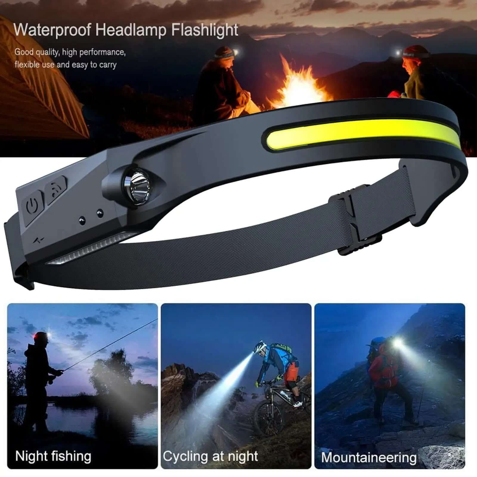 Lampe frontale COB LED à induction Les Visionnaires
